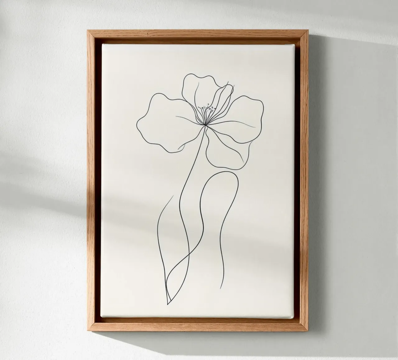Single Flower Line Art, Minimalist Botanical Print canvas by Bakara