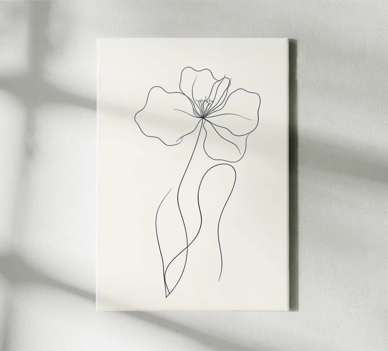 Single Flower Line Art, Minimalist Botanical Print canvas by Bakara
