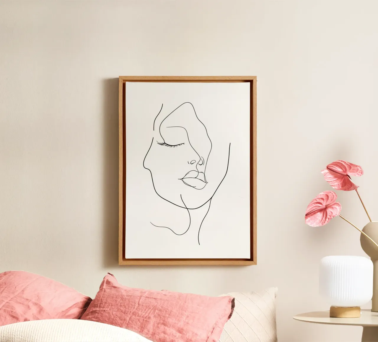 Faces Overlap Line Art - Abstract Minimalist Portrait canvas by Bakara