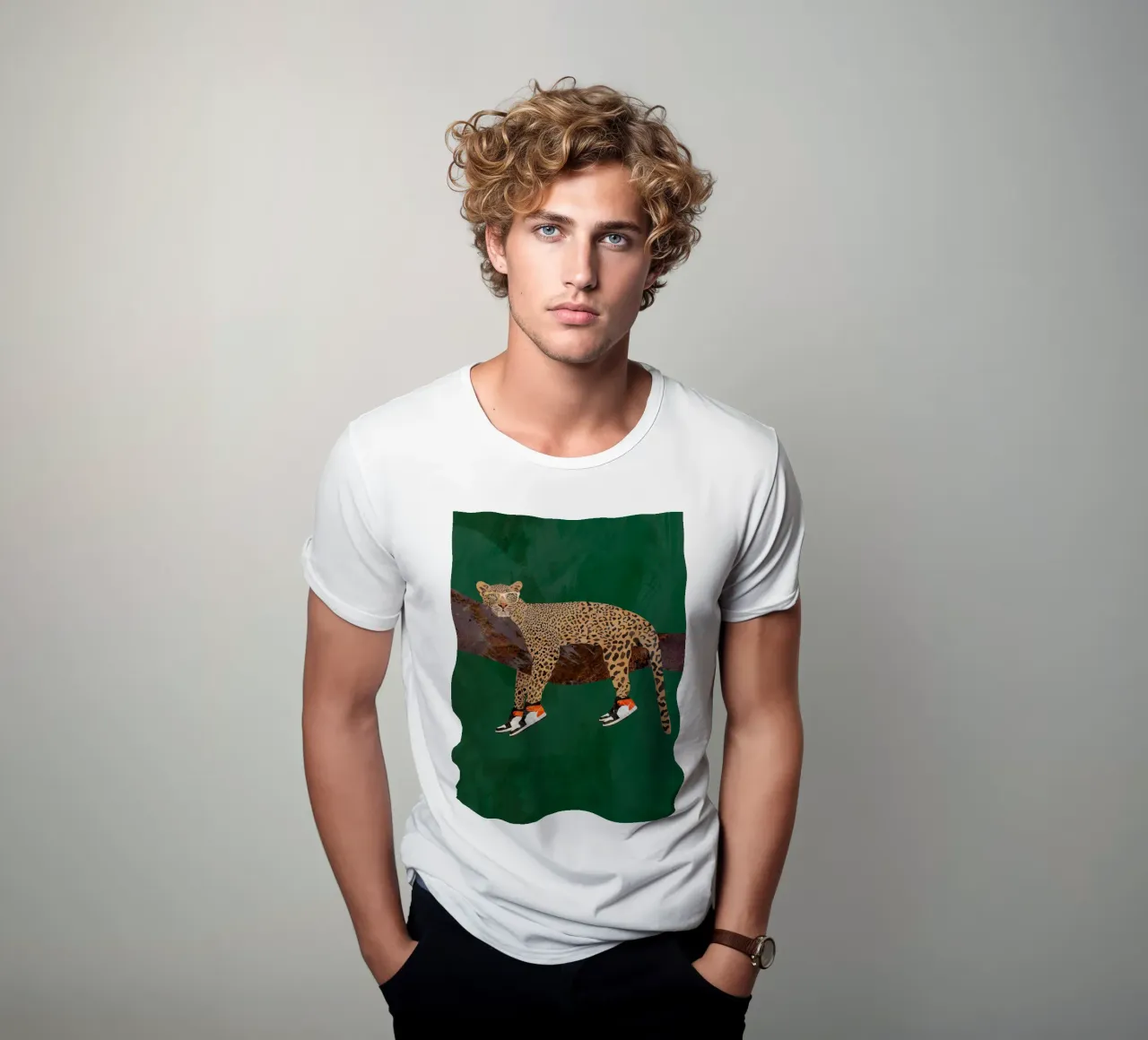 Lazy leopard in sneakers t-shirt da SarahManovski