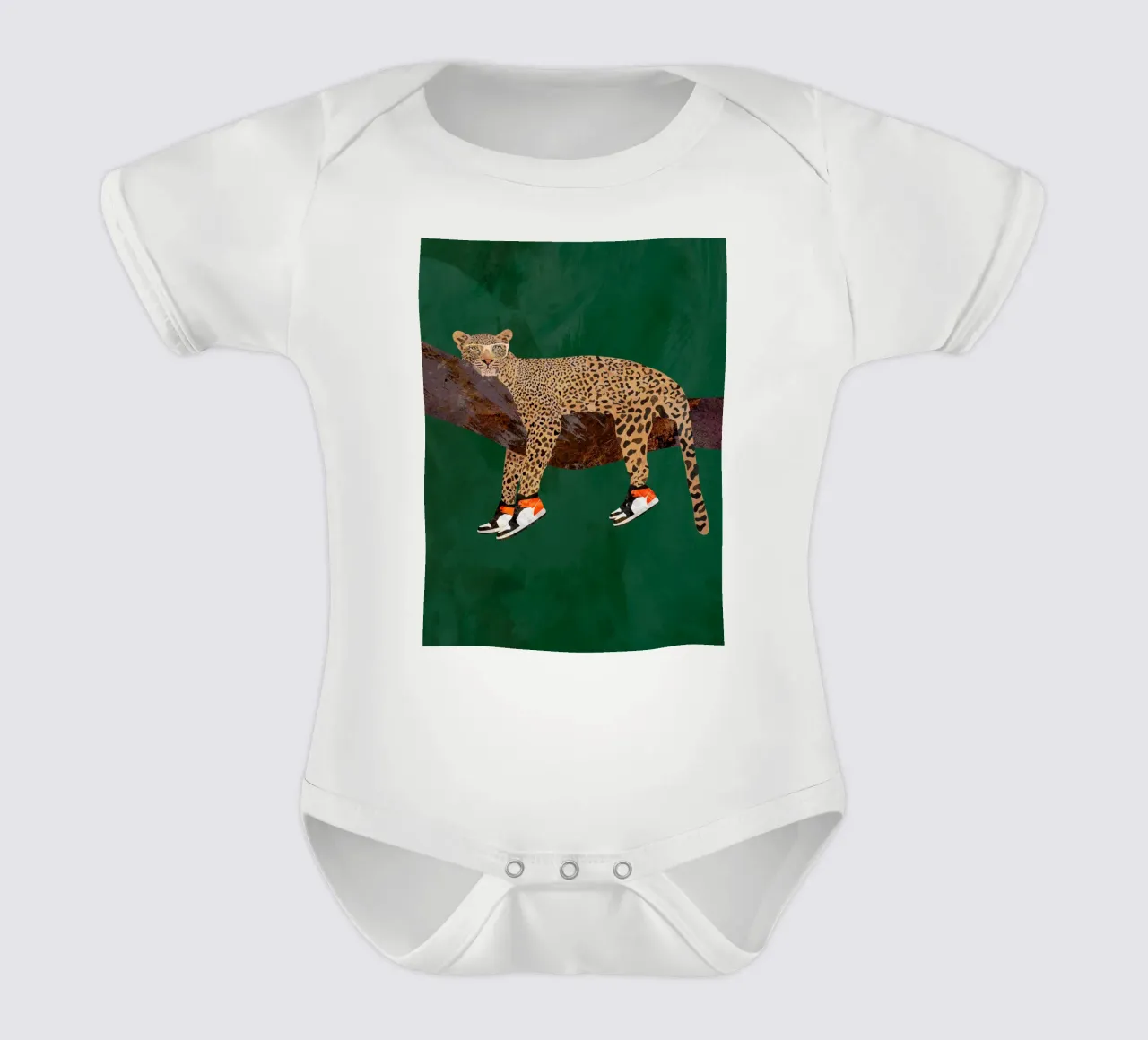 Lazy leopard in sneakers body neonato maniche corte da SarahManovski