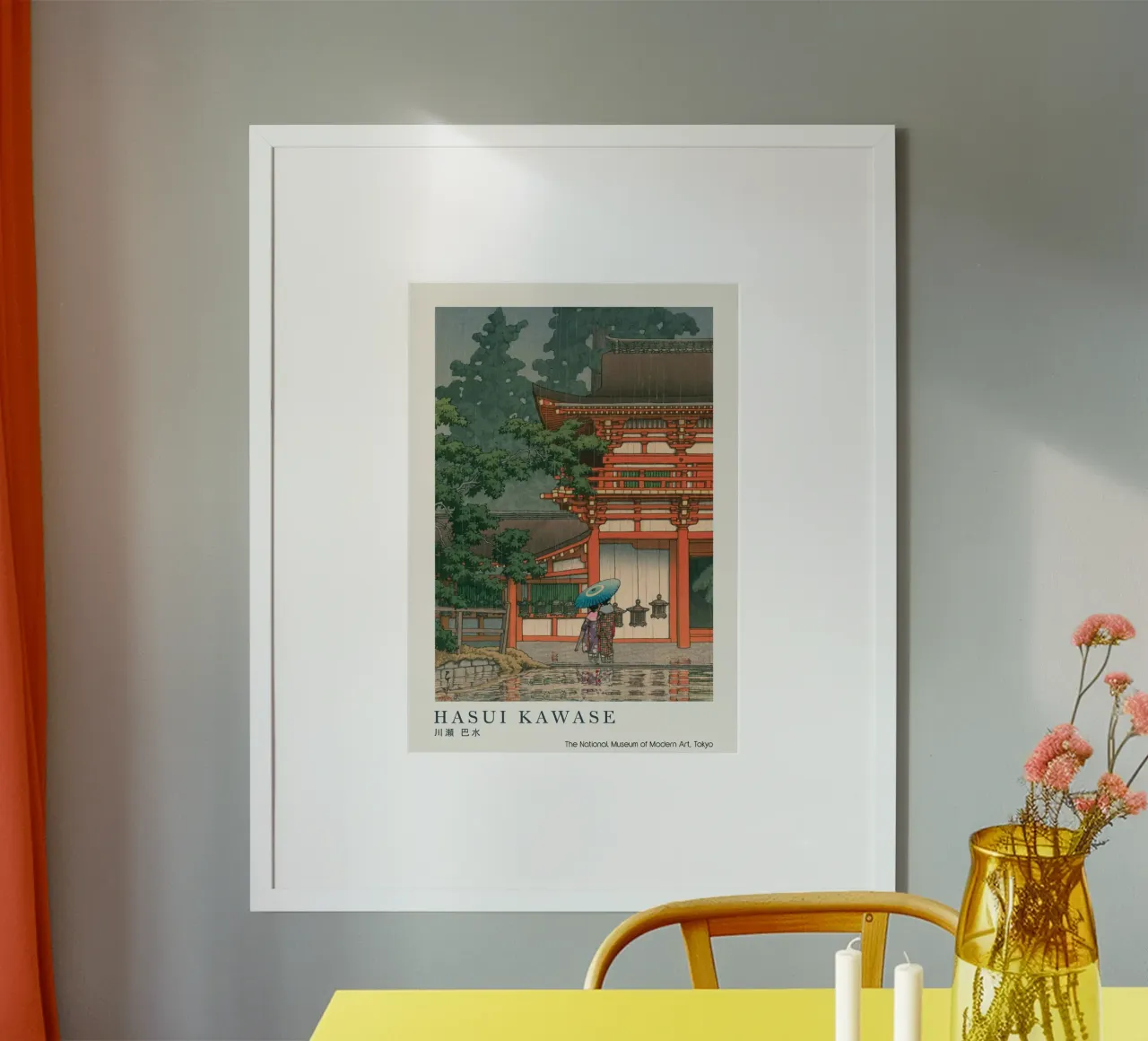 Hasui Kawase - Tempio della pioggia - Woodblock giapponese carta hahnemühle da Bakara
