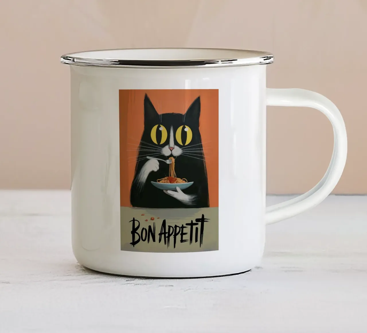 Bon Appétit Cat tazza in smalto da 20 Farben