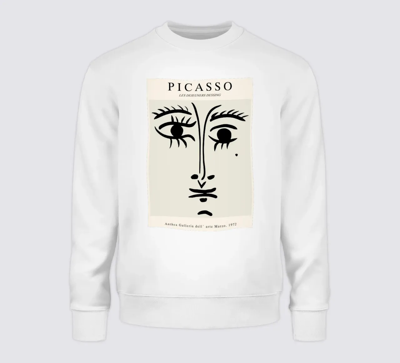 schets van een gezicht met een moedervlek picasso sweatshirt van eternal nino