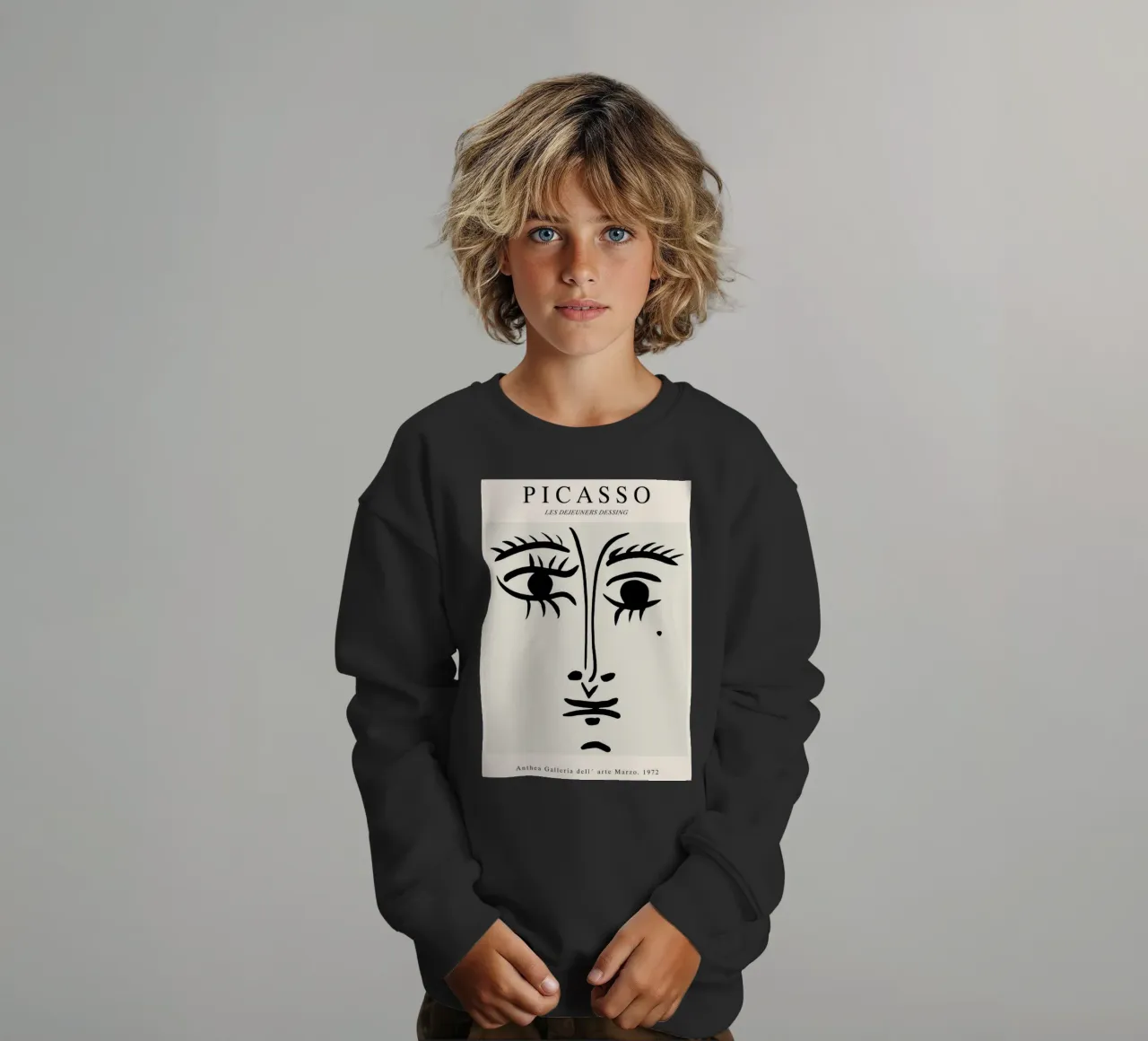 schizzo di un volto con un neo di Picasso felpa bambino da eternal nino