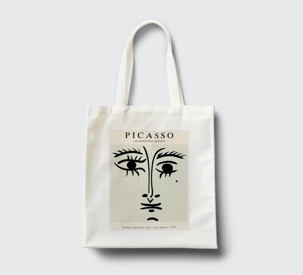 schizzo di un volto con un neo di Picasso borsa in juta da eternal nino