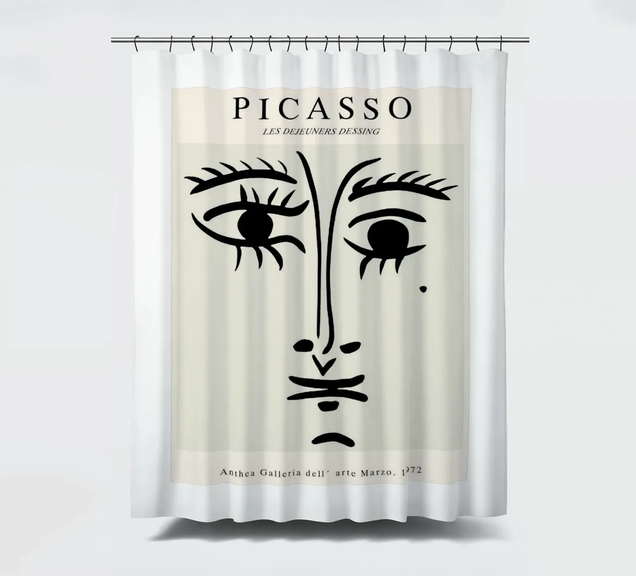 schizzo di un volto con un neo di Picasso tenda da doccia da eternal nino