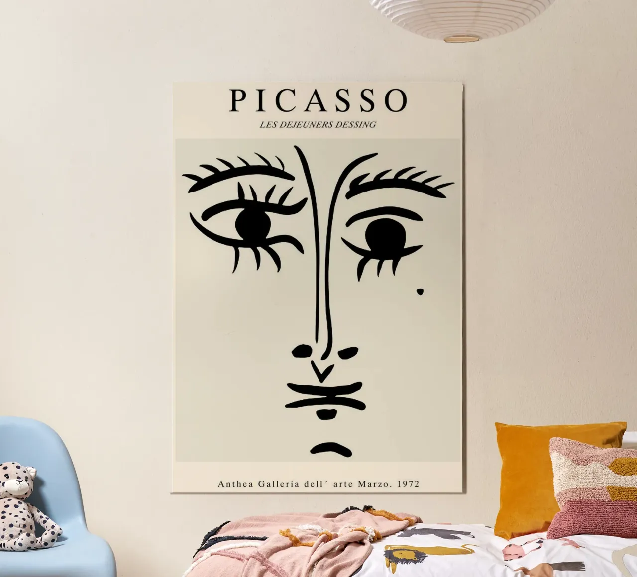 schizzo di un volto con un neo di Picasso alluminio dibond da eternal nino