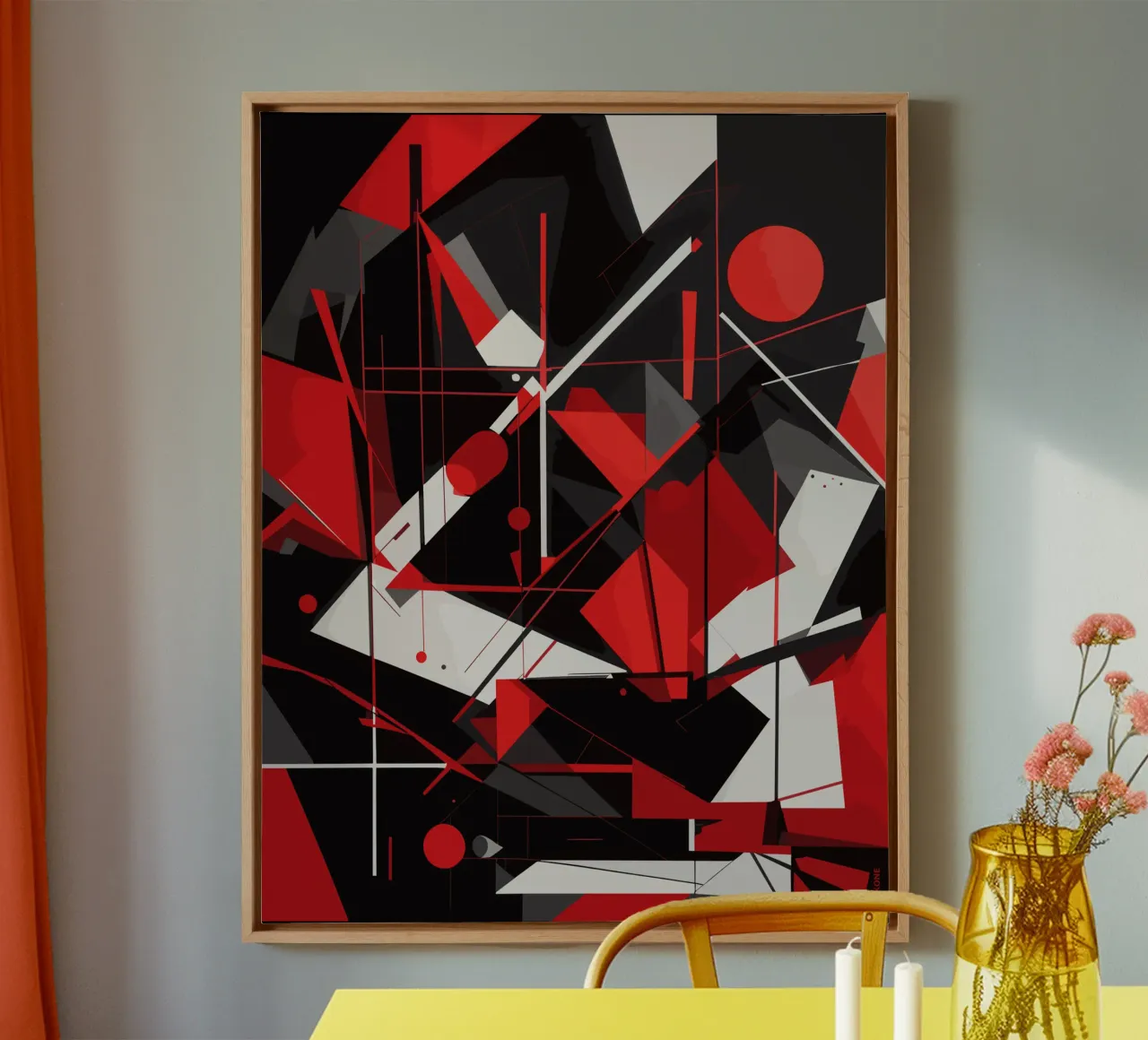 Abstract Rood, Zwart en Wit Modern canvas van LM2KONE