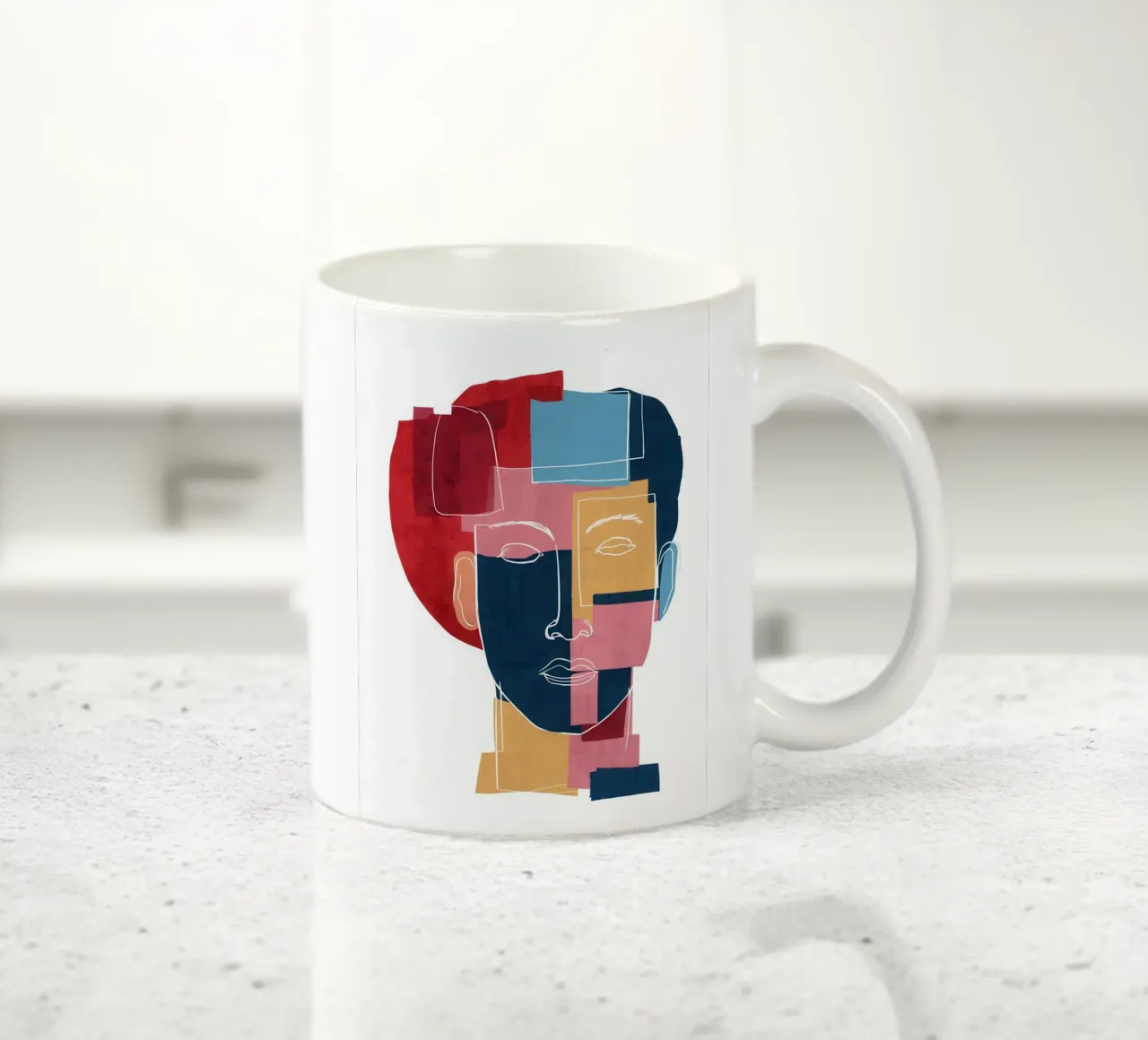 Visione cubista frammentata tazza in ceramica da Katarsis Mann
