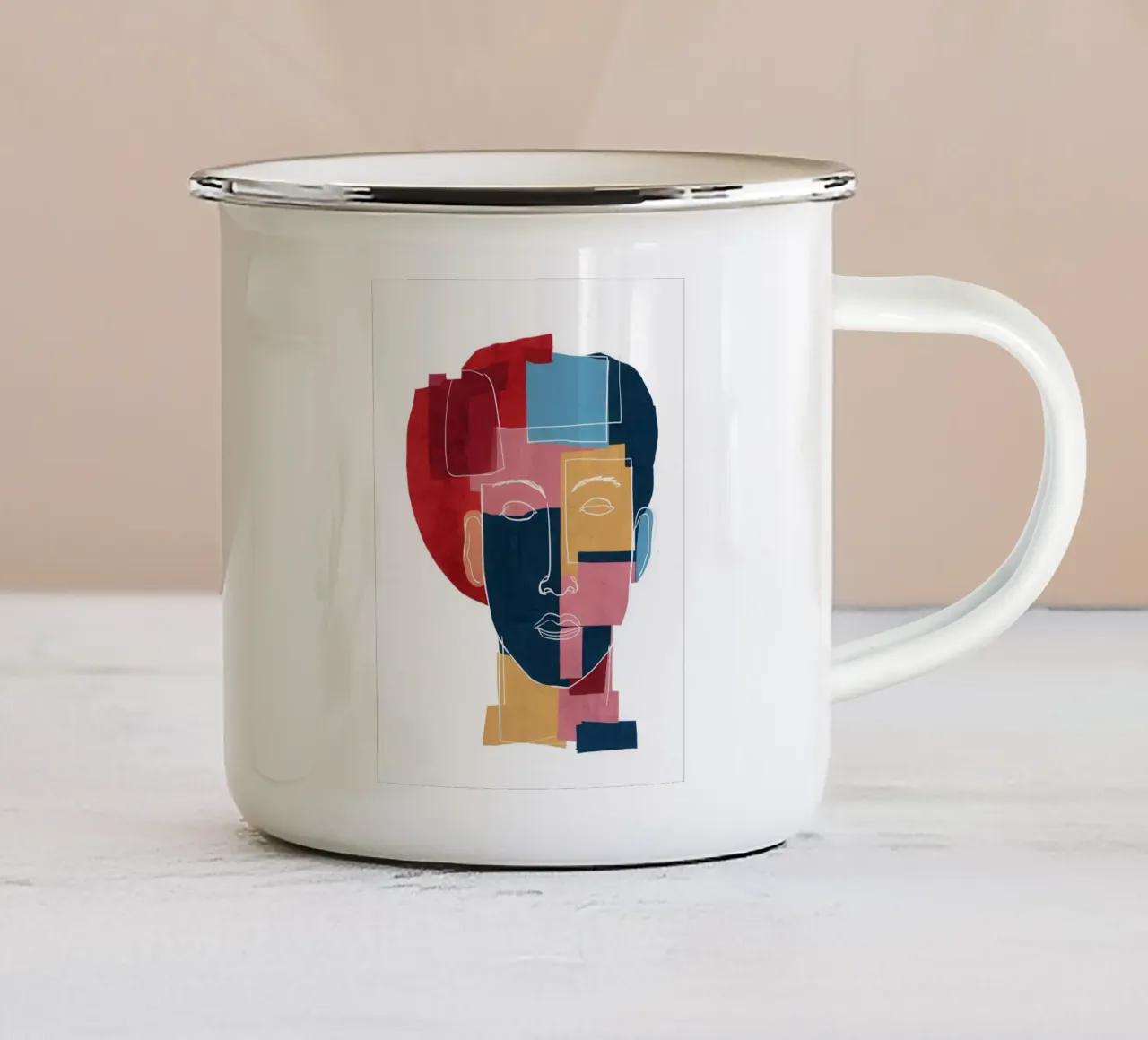 Visione cubista frammentata tazza in smalto da Katarsis Mann