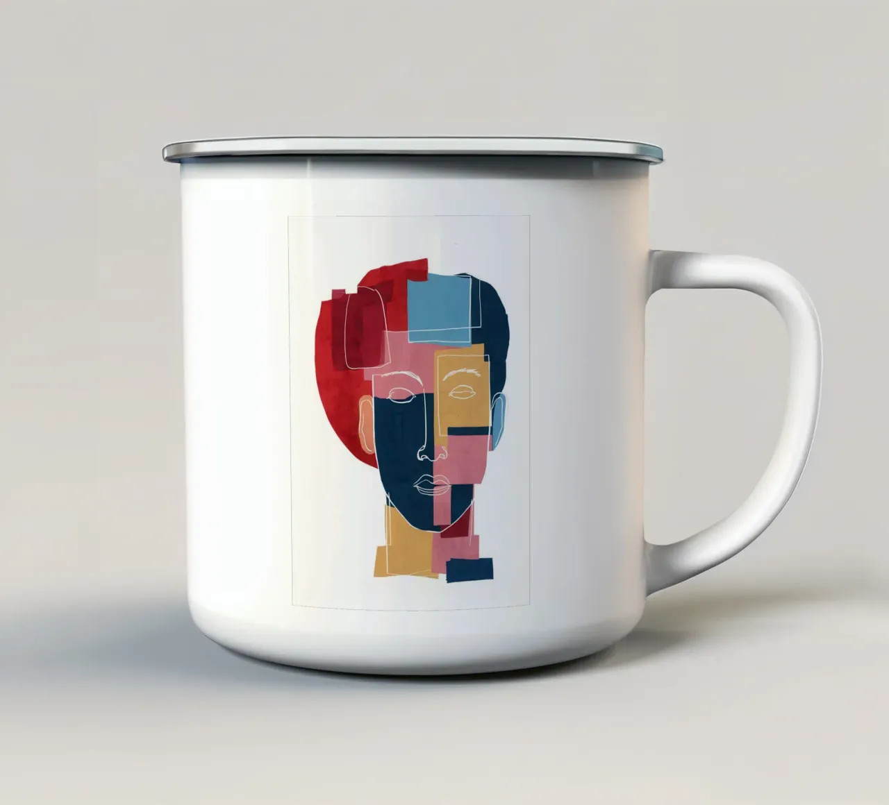 Visione cubista frammentata tazza in smalto da Katarsis Mann