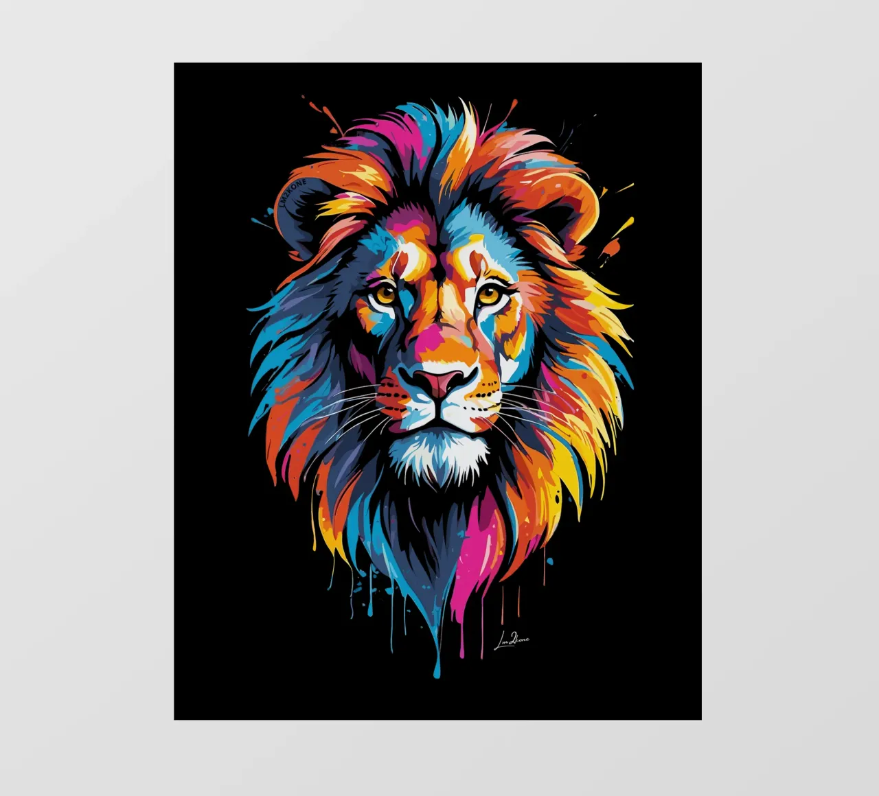 Quadro di leoni multicolore telo in pvc da LM2KONE