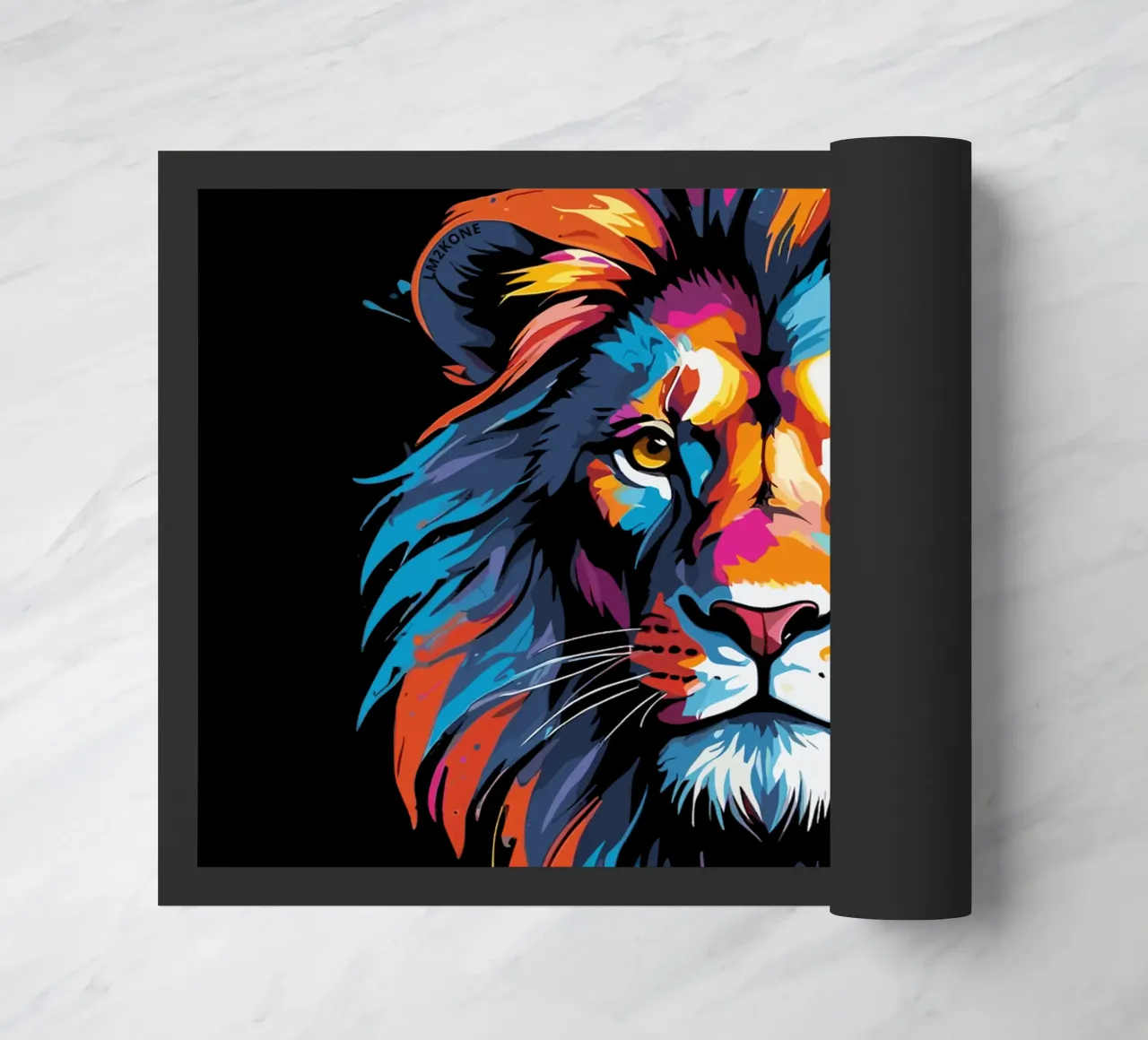 Quadro di leoni multicolore zerbino da LM2KONE