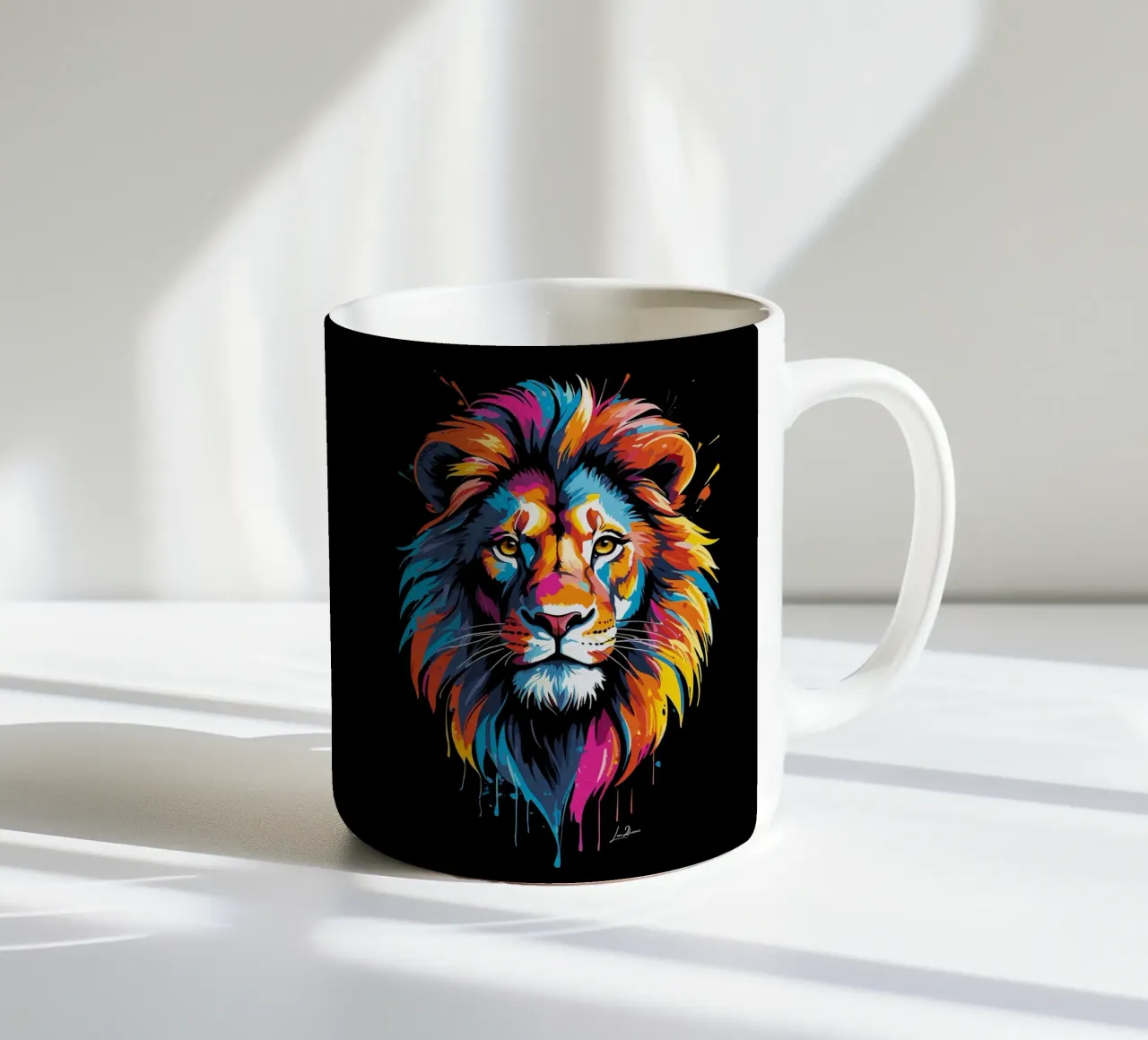 Quadro di leoni multicolore tazza in ceramica da LM2KONE