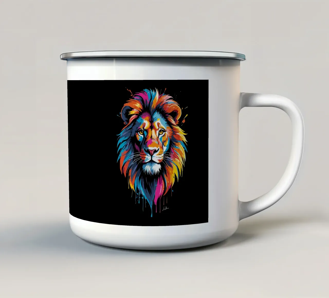 Quadro di leoni multicolore tazza in smalto da LM2KONE