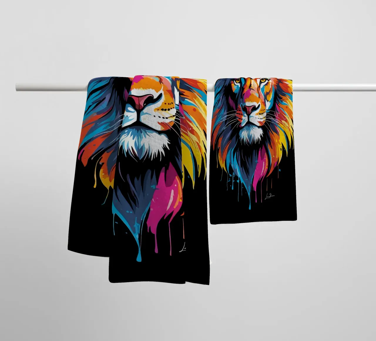 Quadro di leoni multicolore asciugamano da bagno da LM2KONE