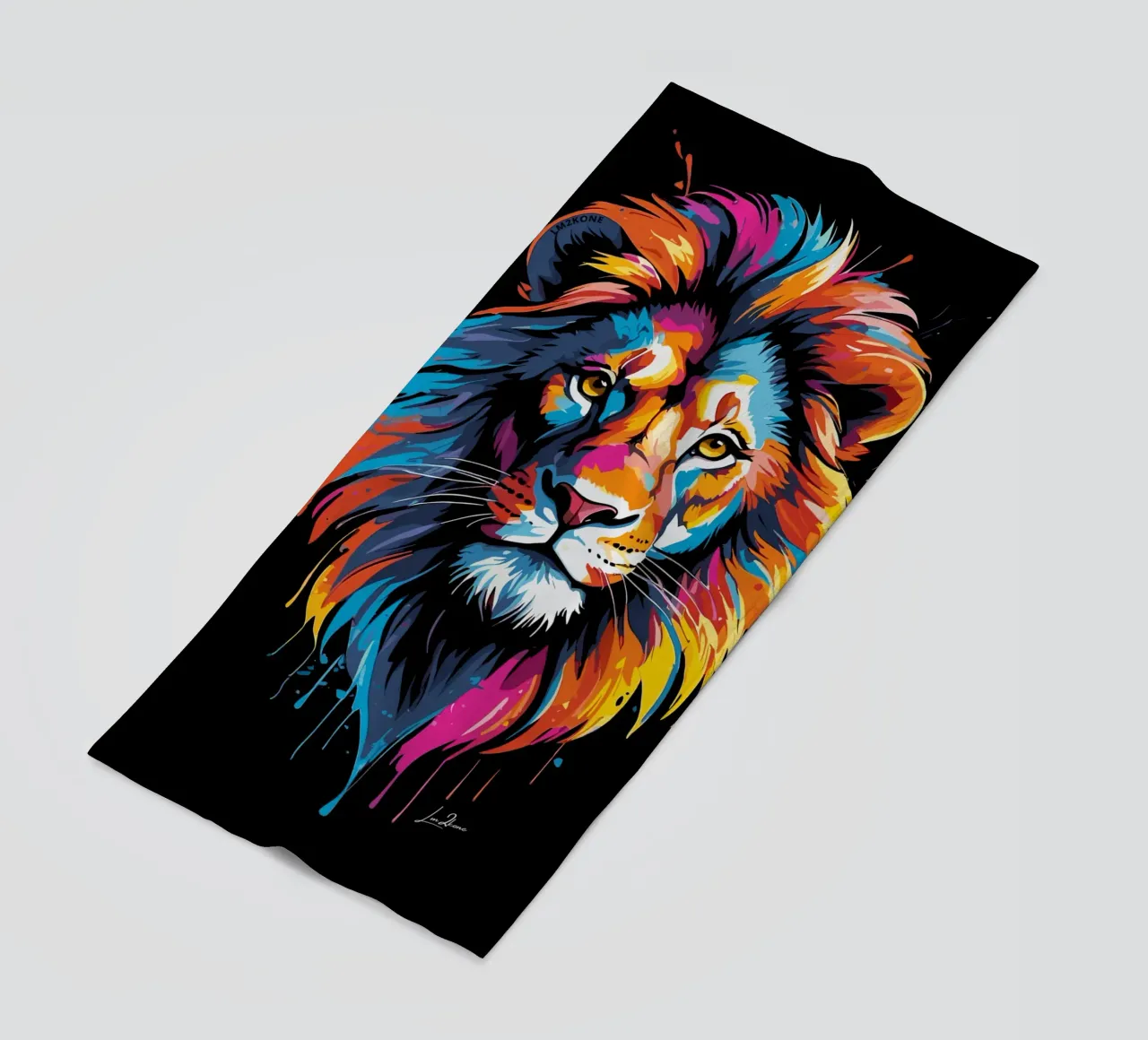 Quadro di leoni multicolore telo mare da LM2KONE