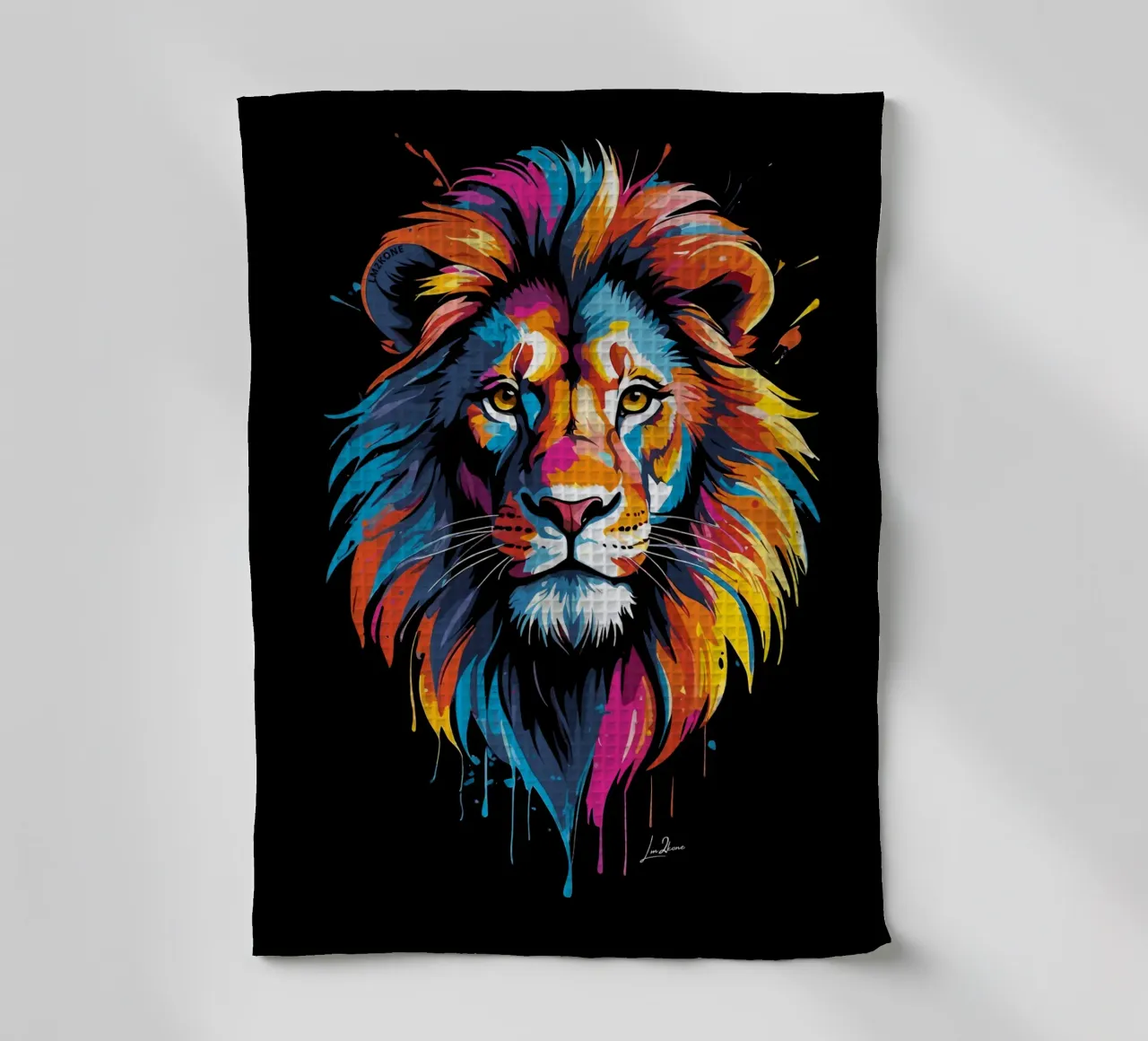 Quadro di leoni multicolore canovaccio da cucina da LM2KONE