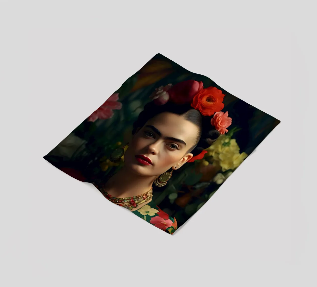 Frida & Blumen coperta in pile da M-Ulrich-Digital Art