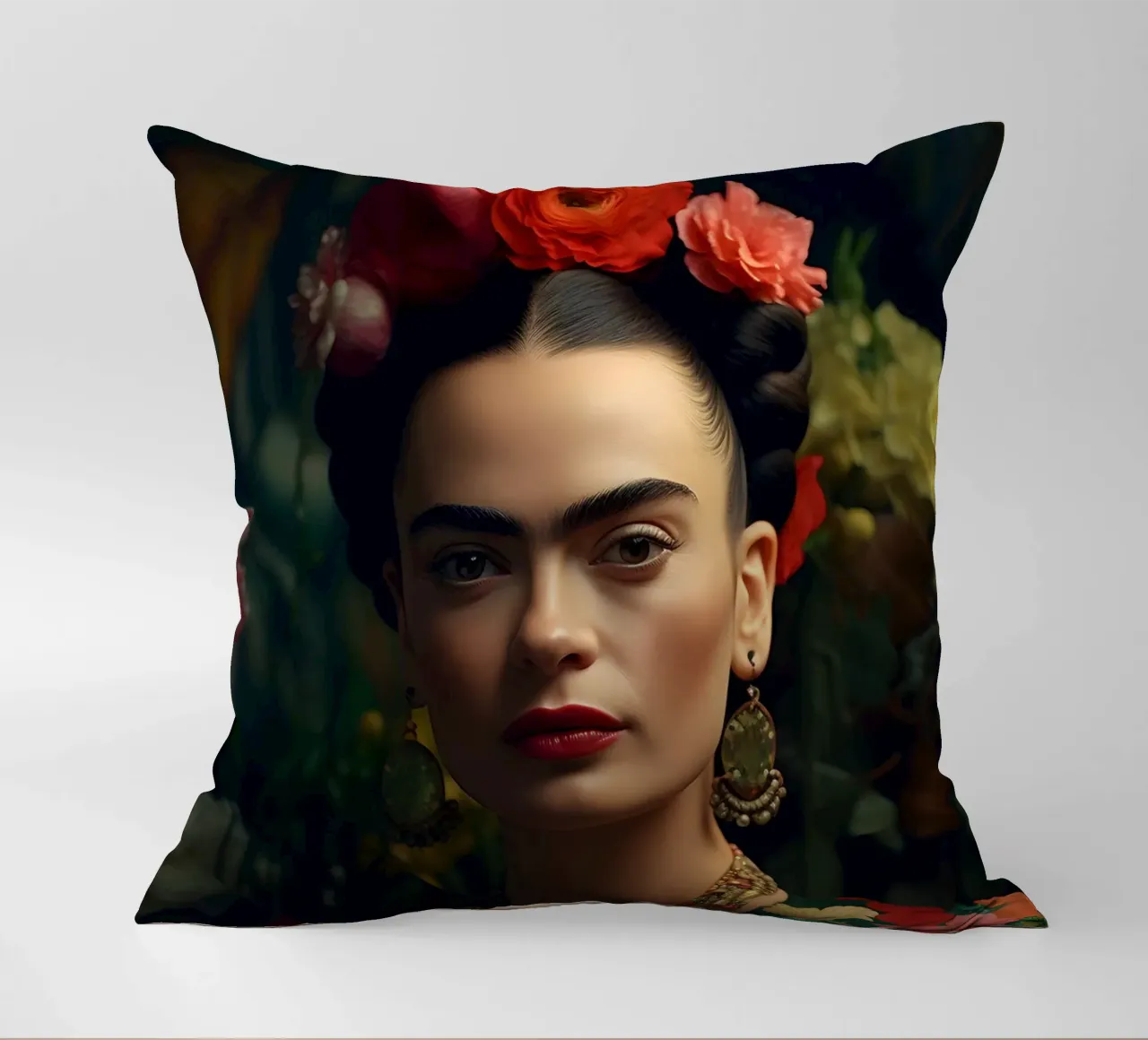 Frida & Blumen cuscino da M-Ulrich-Digital Art