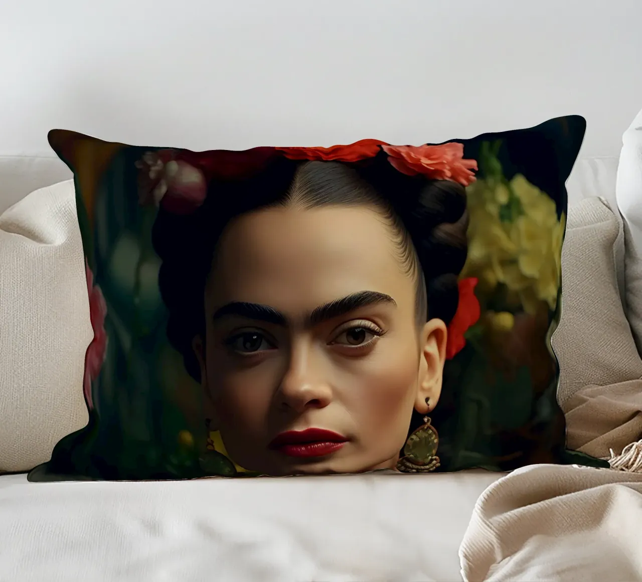 Frida & Blumen cuscino da M-Ulrich-Digital Art