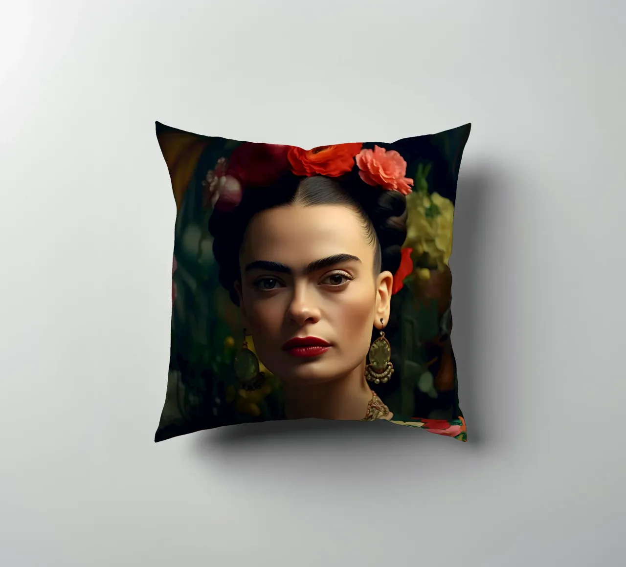 Frida & Blumen cuscino da M-Ulrich-Digital Art