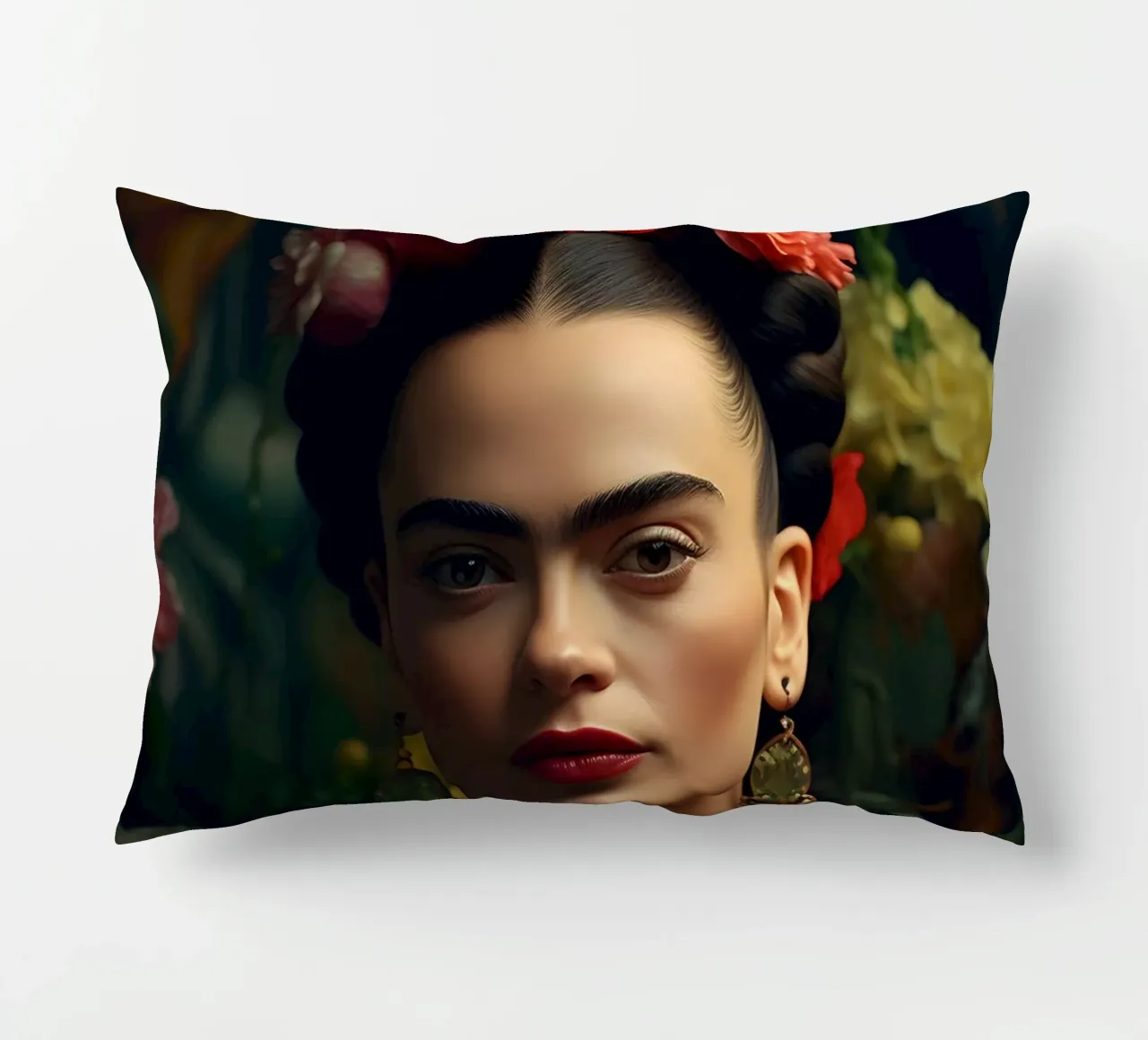 Frida & Blumen cuscino da M-Ulrich-Digital Art