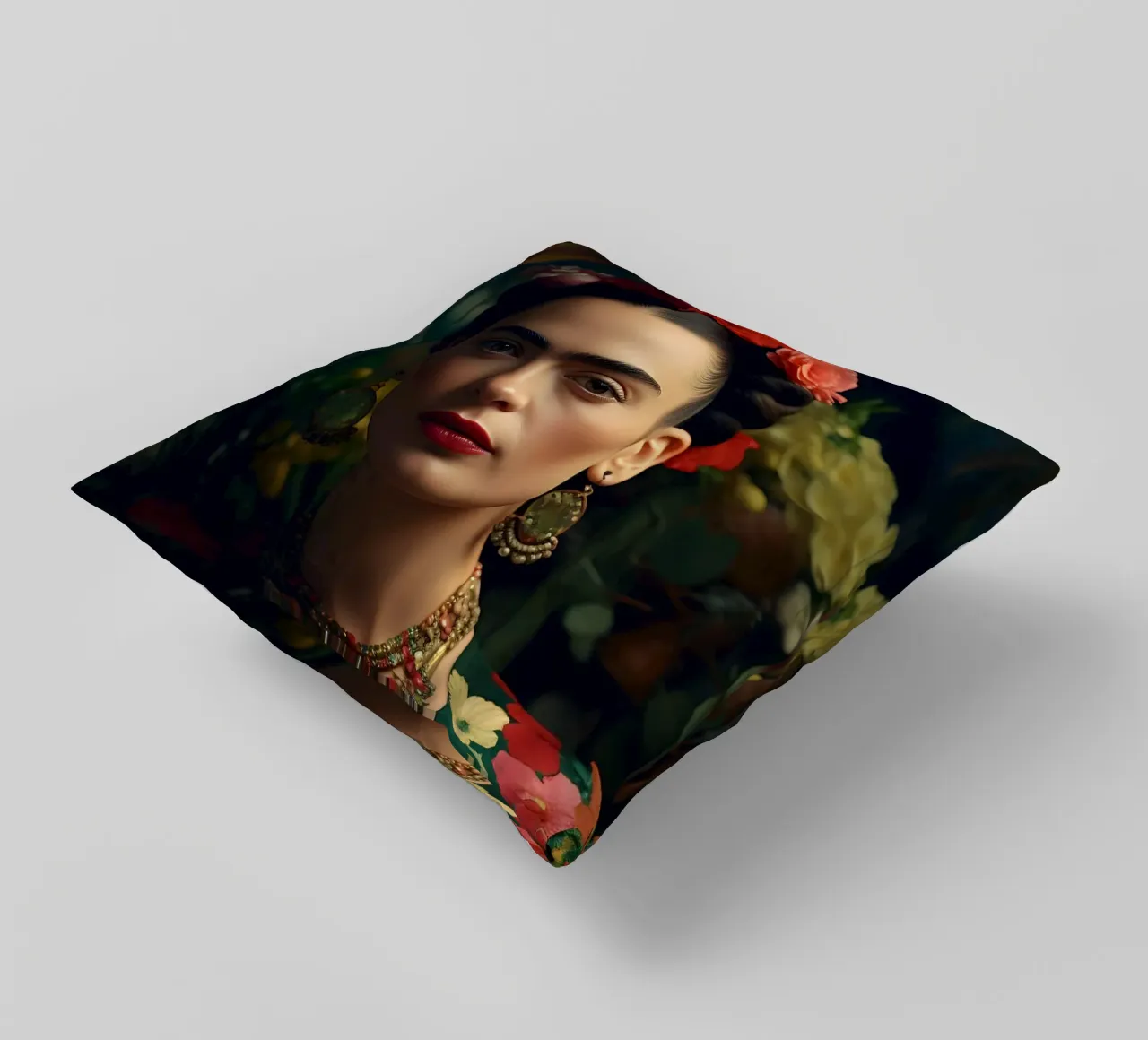 Frida & Blumen cuscino da M-Ulrich-Digital Art