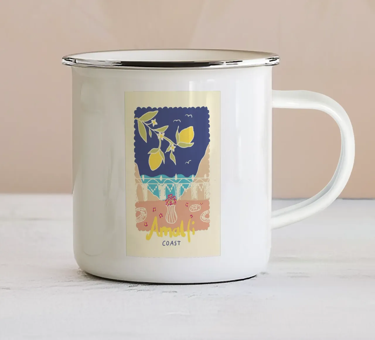 Amalfi Coast tazza in smalto da Studio Dolci