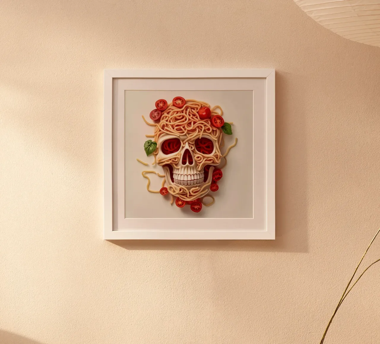 Teschio da cucina Spaghetti Forever poster con telaio in alluminio da Autofocus