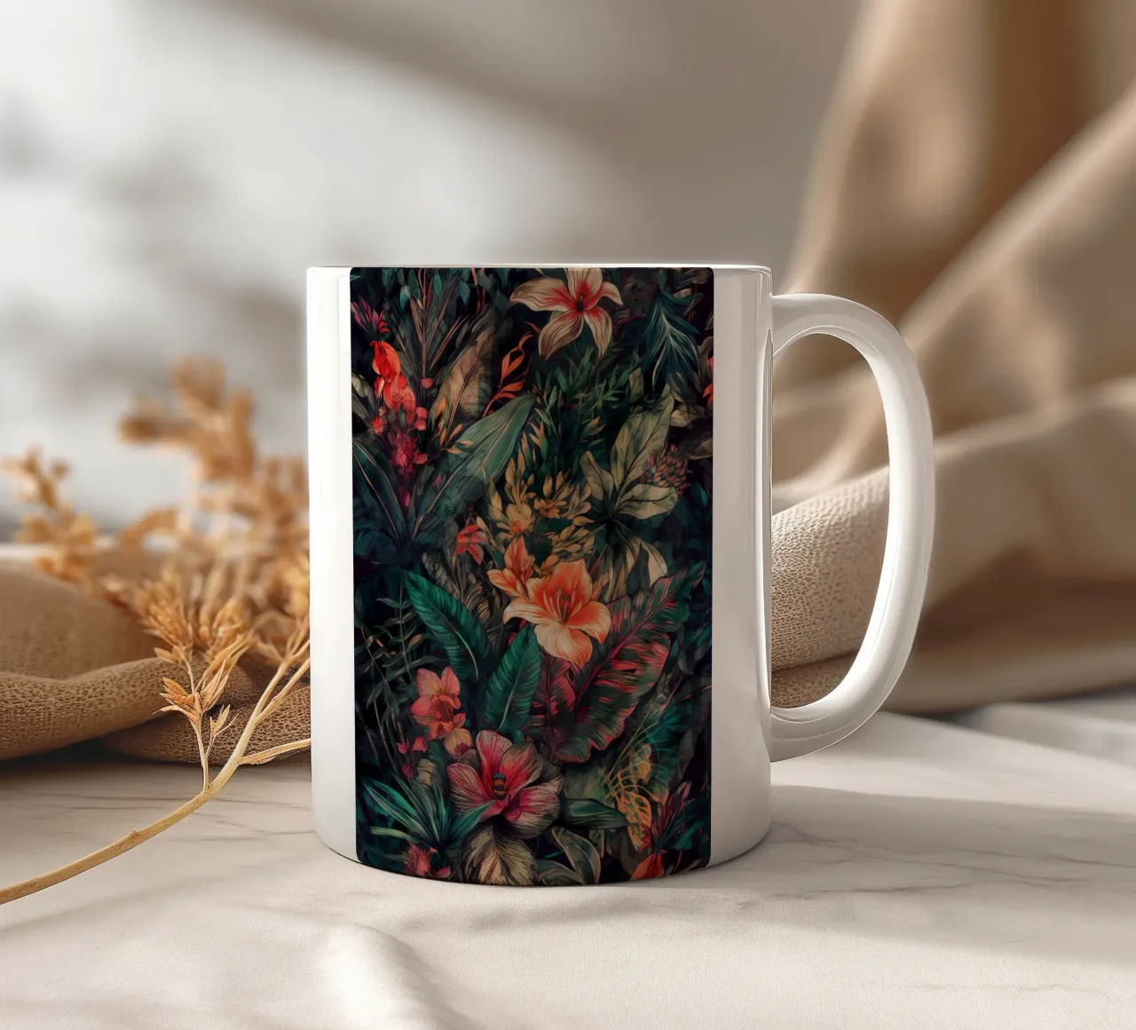 Bloemen weide natuur kunst H keramische mok van Justyna Jaszke JBJart
