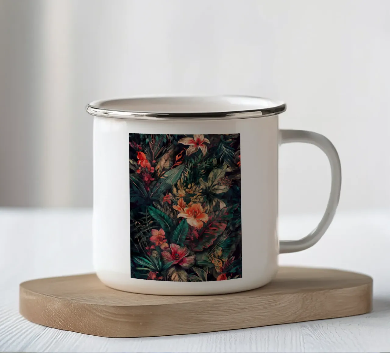 Fiori prato natura arte H tazza in smalto da Justyna Jaszke JBJart