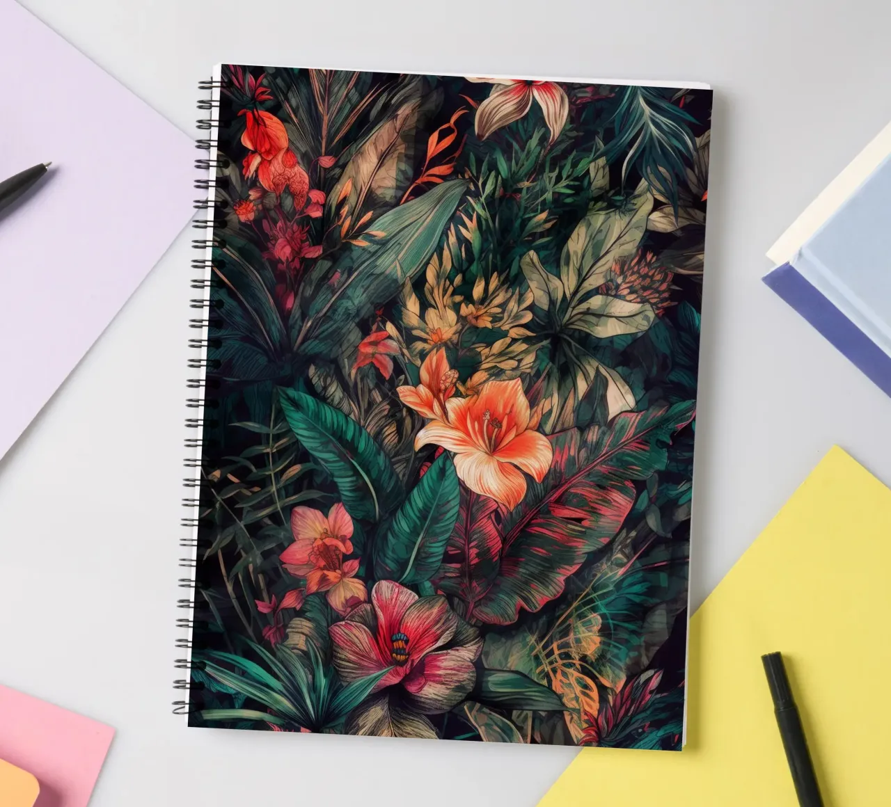 Flowers meadow nature art H spiral notebook by Justyna Jaszke JBJart