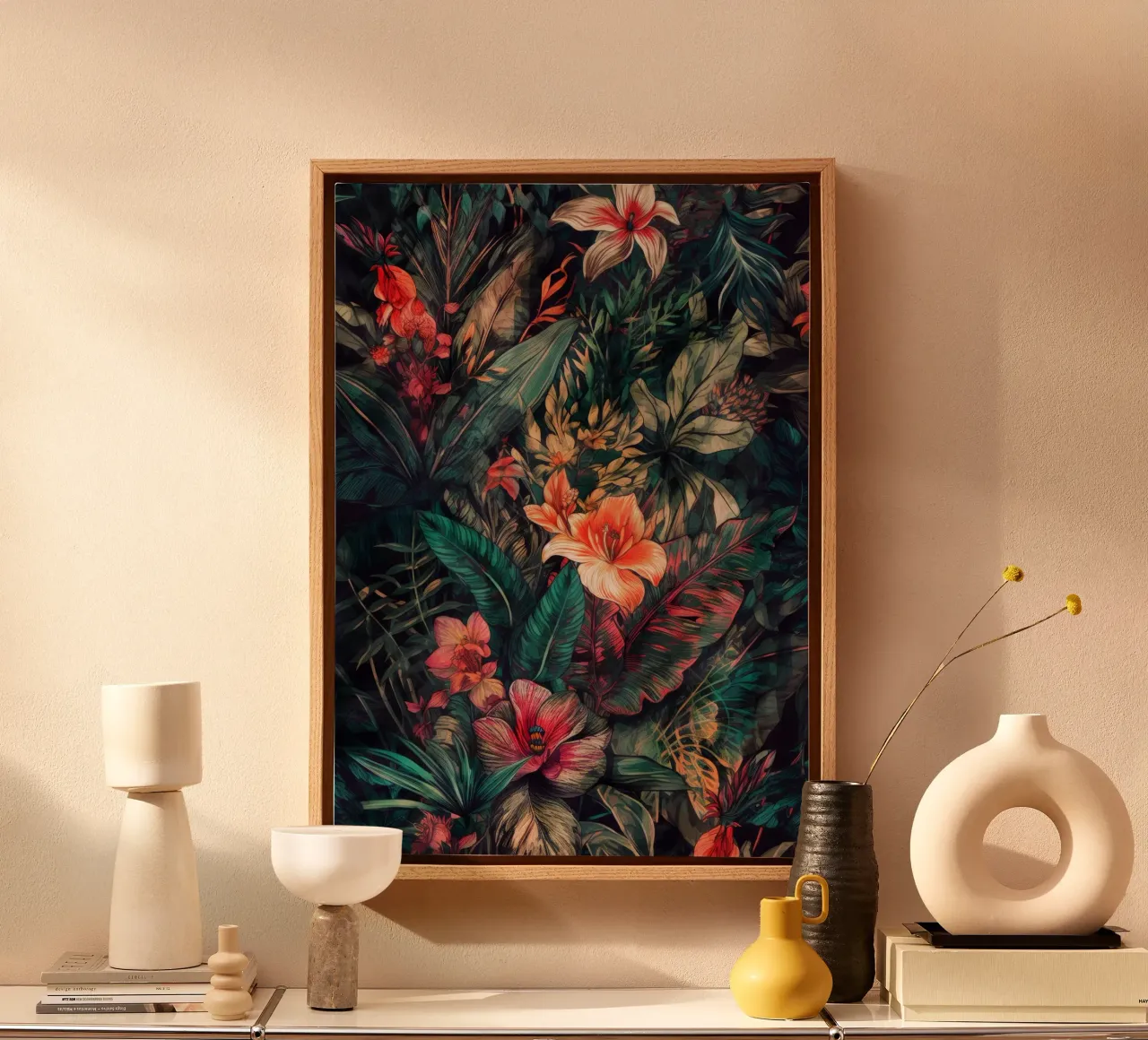 Bloemen weide natuur kunst H canvas met Baklijst van Justyna Jaszke JBJart