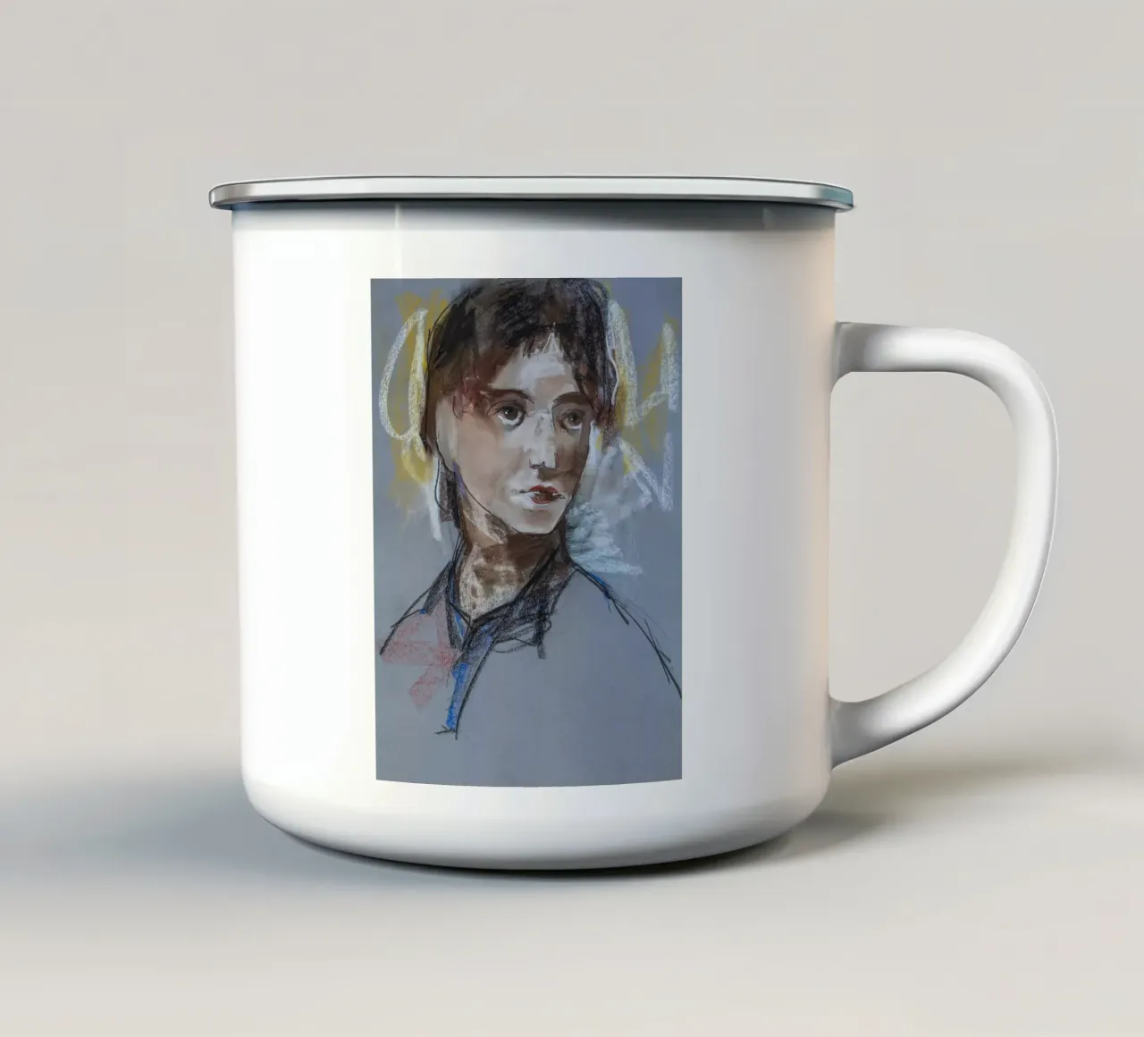 Expressive Girl Portrait tazza in smalto da Stoian Hitrov
