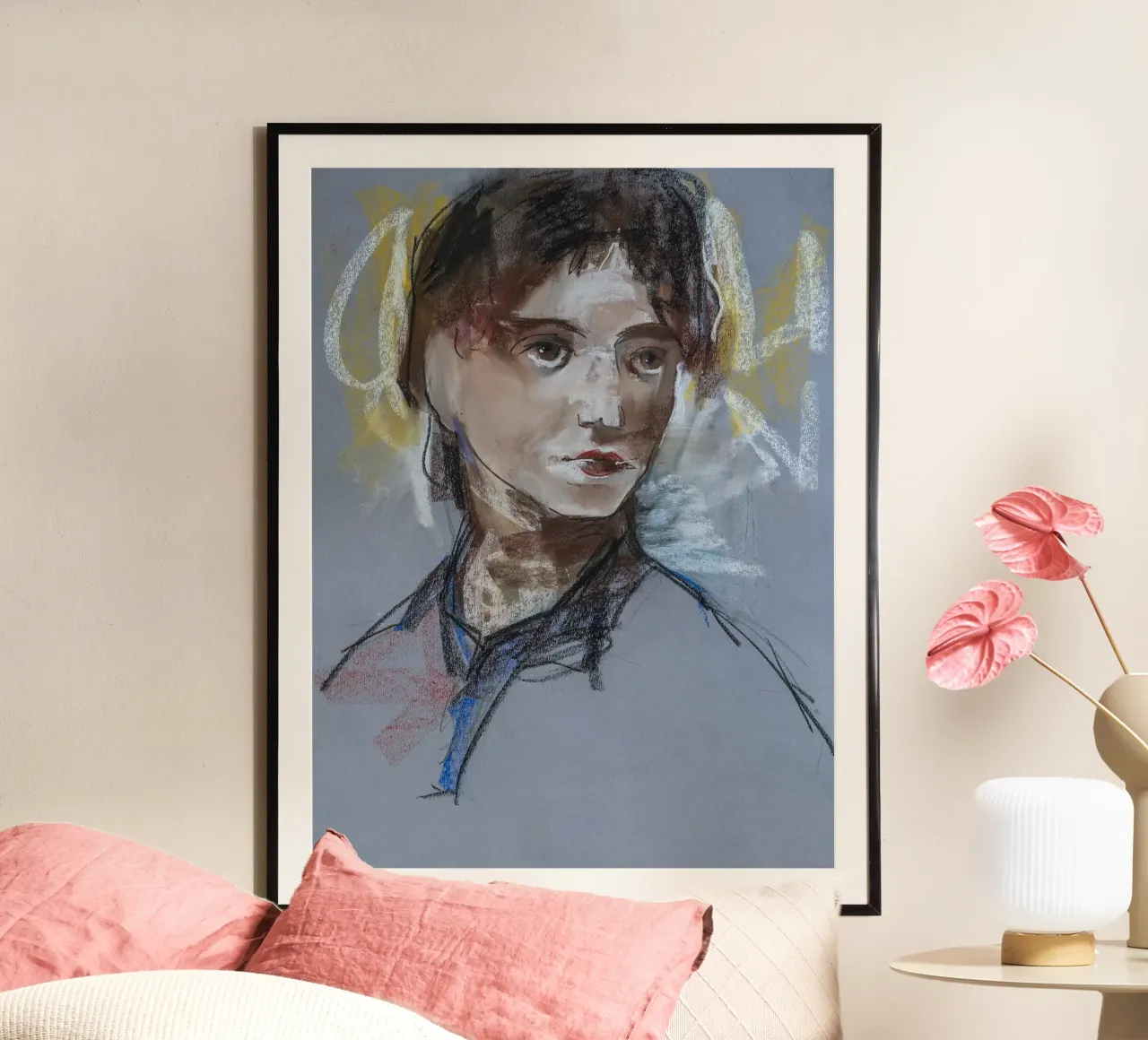 Expressive Girl Portrait poster con telaio in plastica da Stoian Hitrov