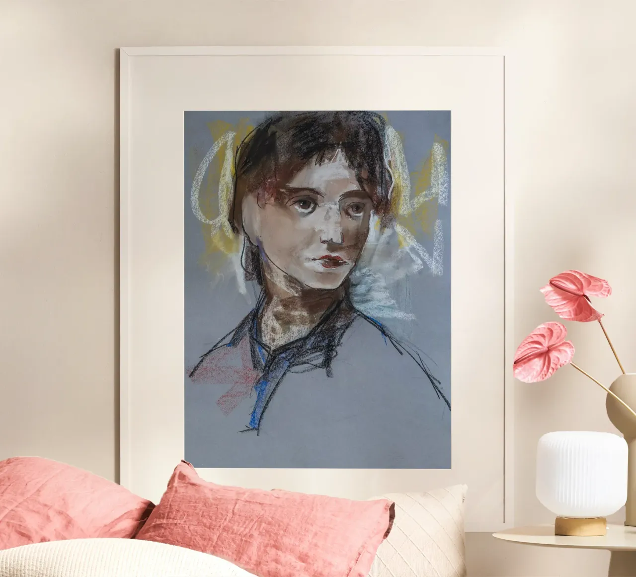 Expressive Girl Portrait poster con telaio in plastica da Stoian Hitrov