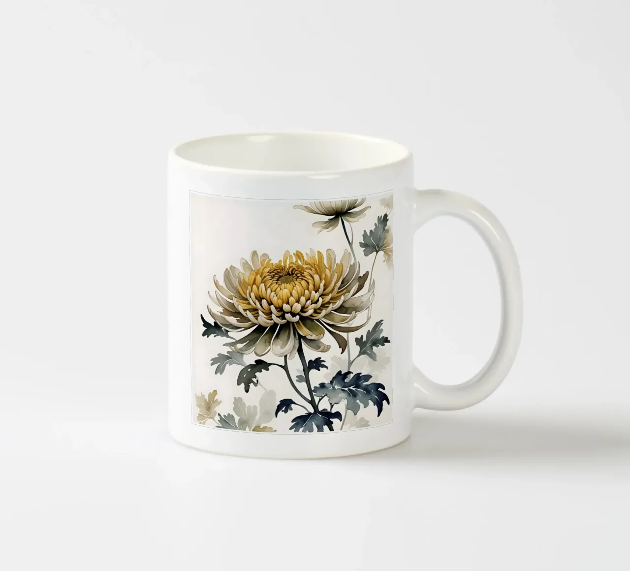 Fioritura del crisantemo d'oro tazza in ceramica da Artistic-shop