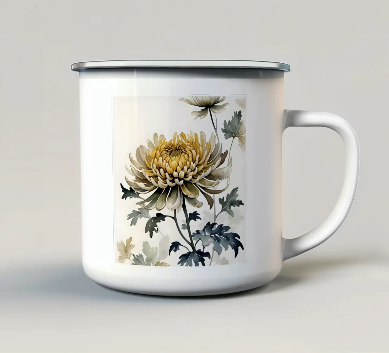 Fioritura del crisantemo d'oro tazza in smalto da Artistic-shop
