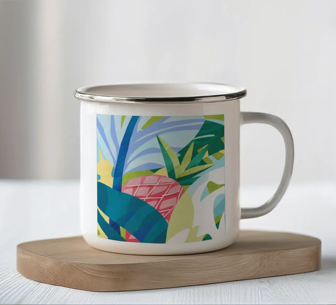 Giungla astratta di ananas tazza in smalto da Kala Martir