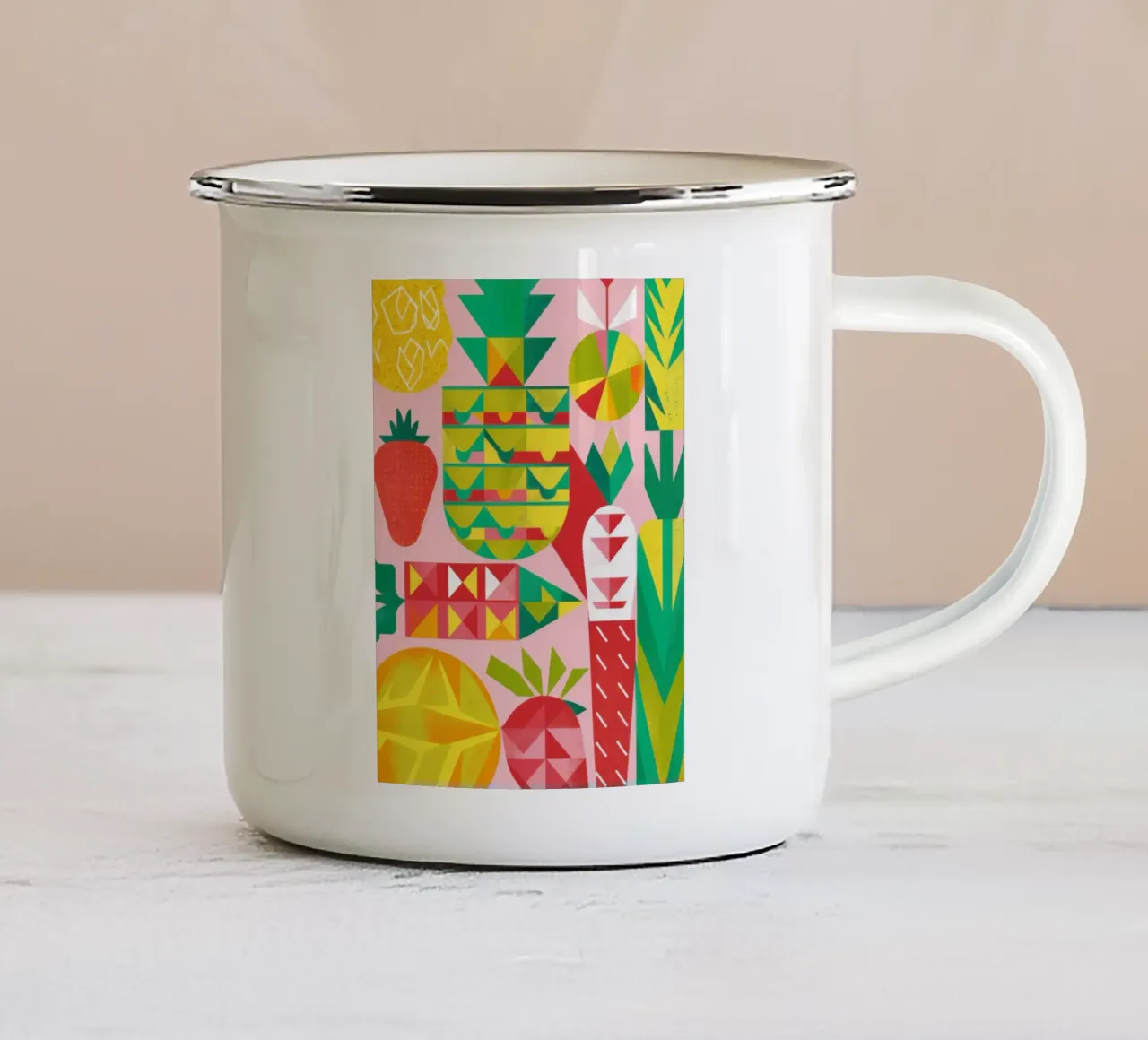 Insalata di frutta geometrica tazza in smalto da Kala Martir