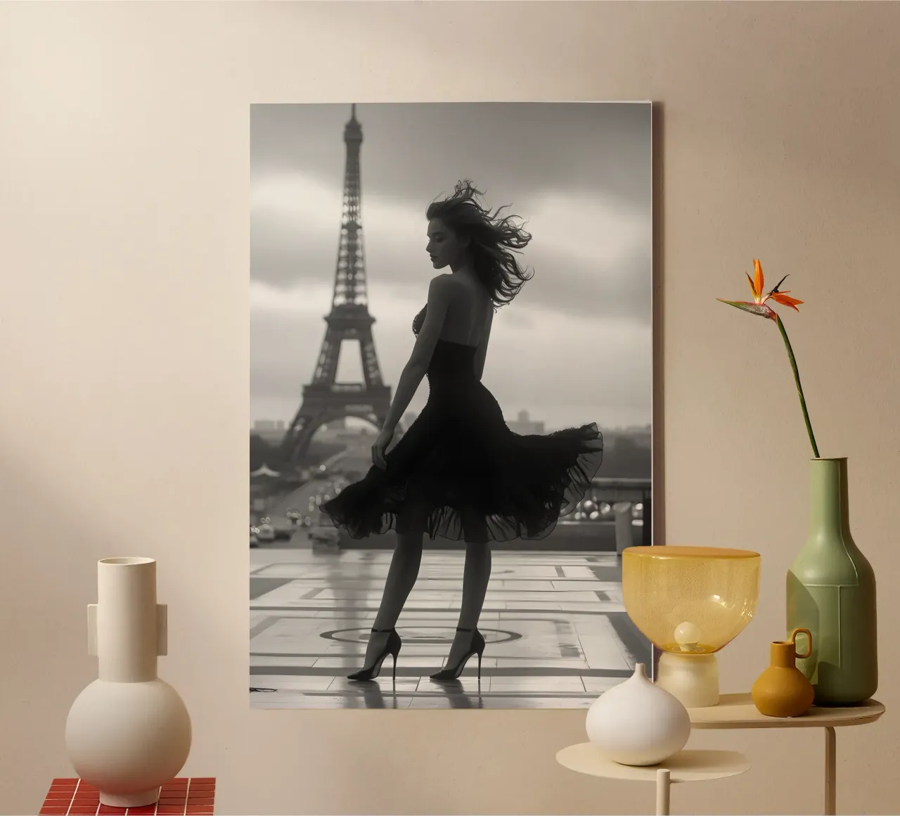 Dansen in Parijs canvas met Baklijst van M-Ulrich-Digital Art