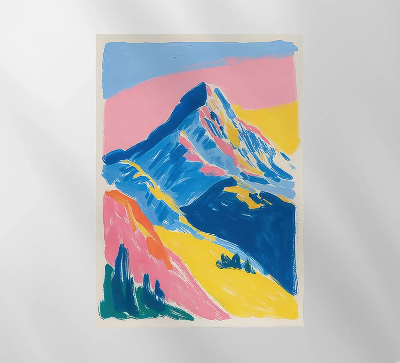 Paesaggio montano colorato in stile Risograph pellicola backlit da Nikis Art Studio
