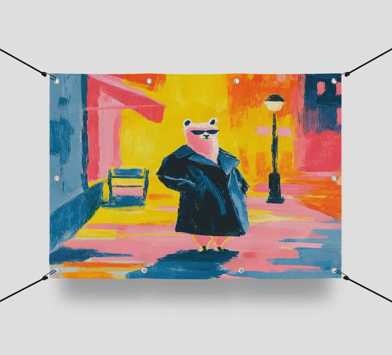 Un simpatico lama con gli occhiali da sole telo in pvc da Nikis Art Studio