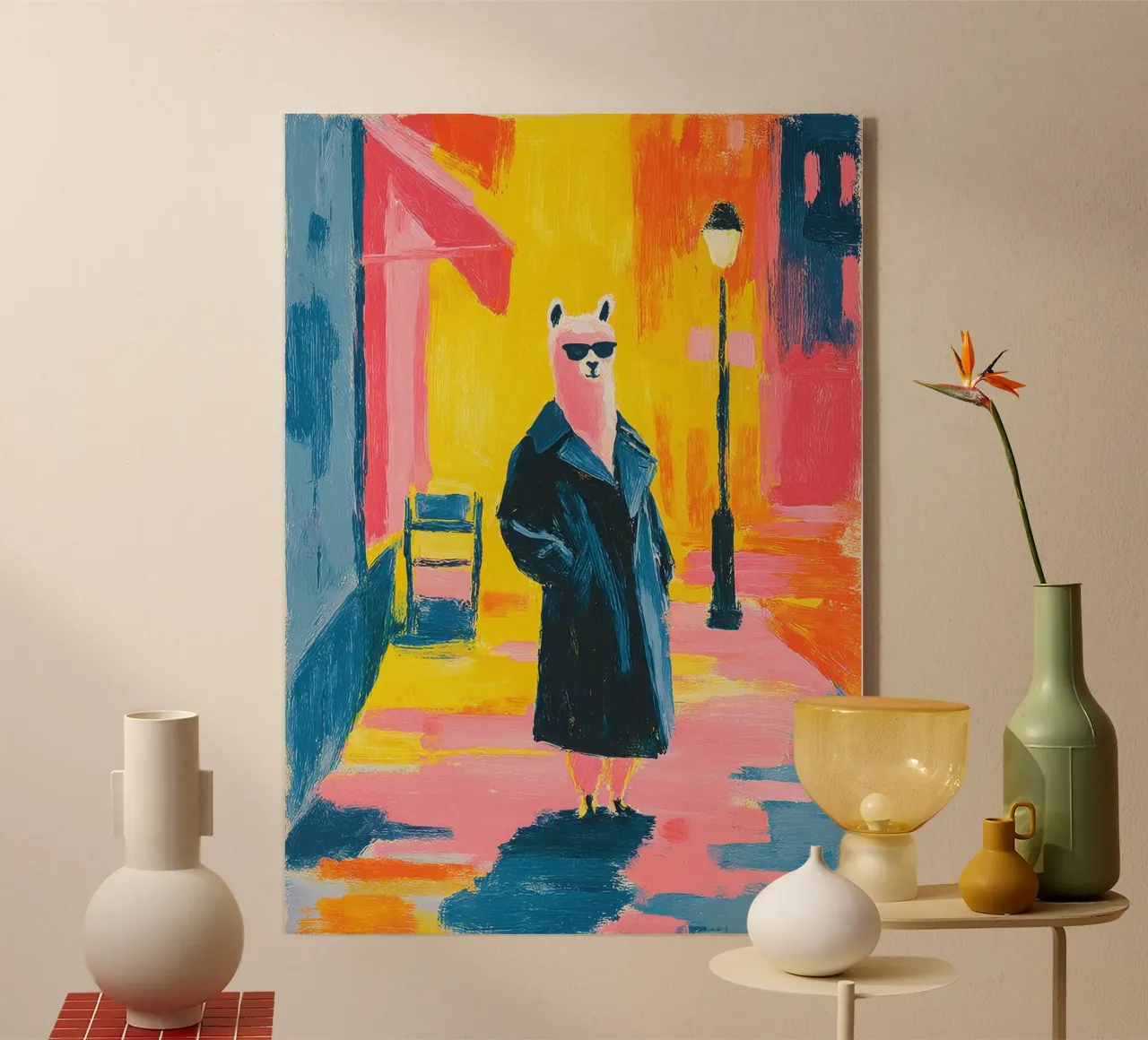 Un simpatico lama con gli occhiali da sole plexiglass da Nikis Art Studio