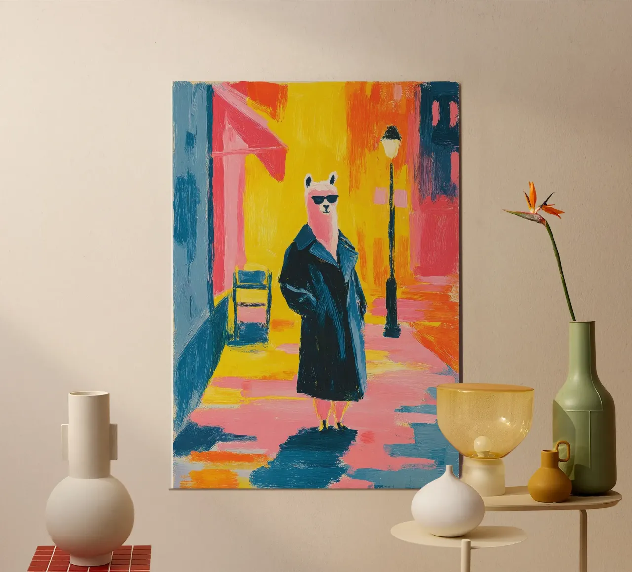 Un simpatico lama con gli occhiali da sole carta hahnemühle da Nikis Art Studio