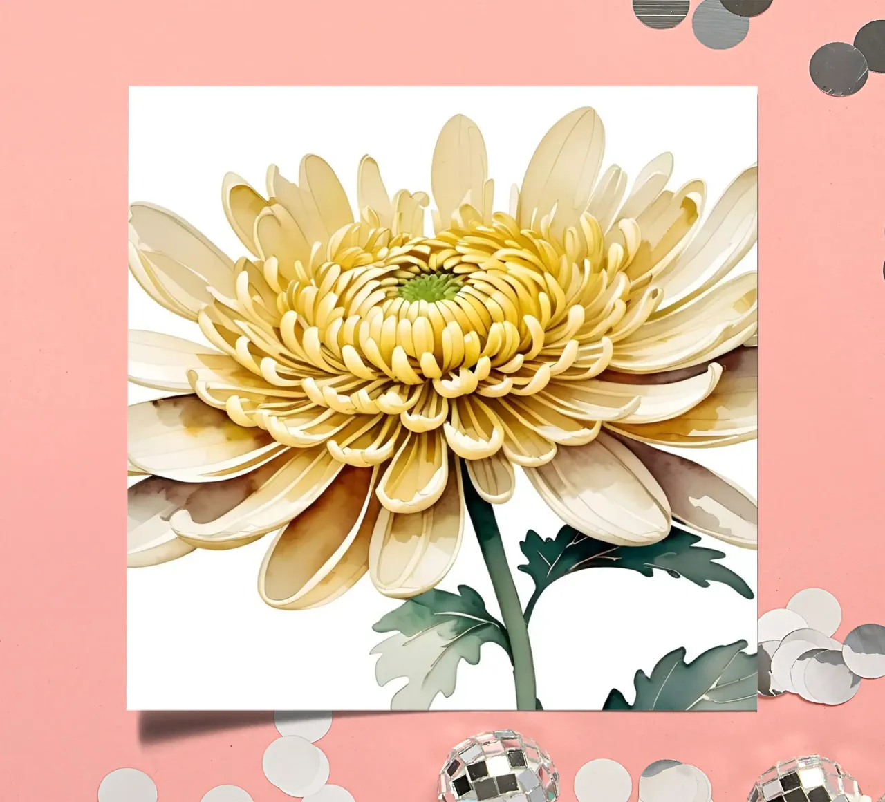 Goldene Chrysanthemenblüte Stickerbogen von Artistic-shop