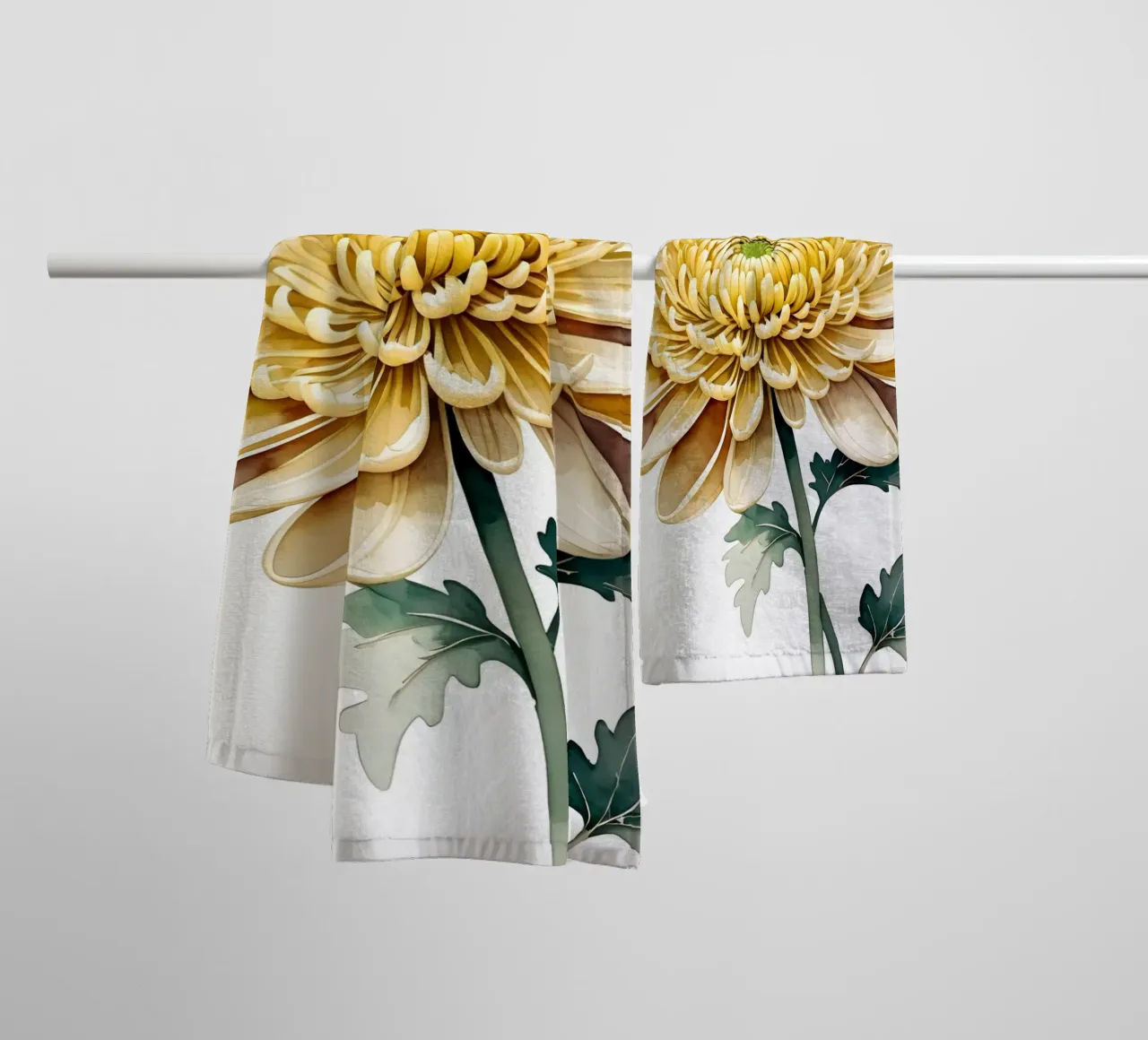 Golden Chrysanthemum Bloom towel by Artistic-shop