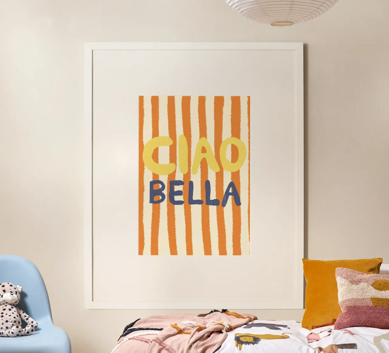 Ciao Bella Orange poster with wooden frame by Studio Dolci